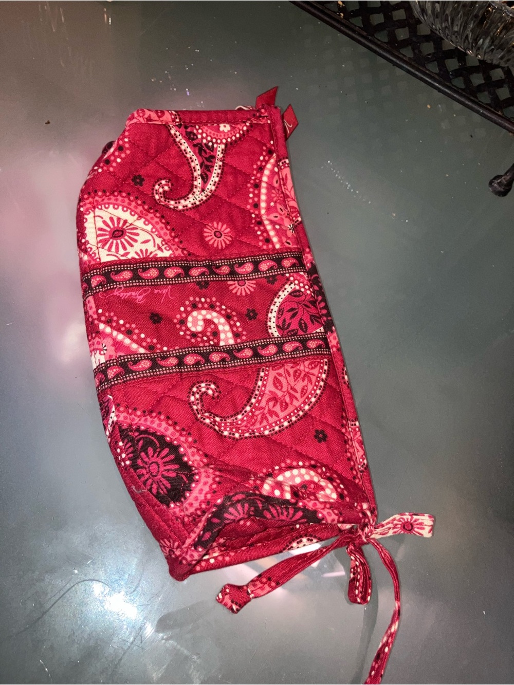Vera Bradley Red Paisley Lined Zip-Up Cosmetic Bag